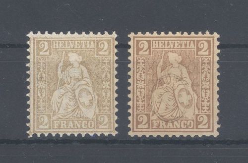 Schweiz Michel Nummer 29 a-b, 2 C. Freimarke 1867 ungebraucht *
