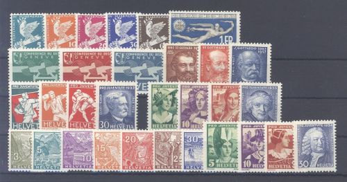 Schweiz Michel Nummer 250-284 aus 1932-34 **