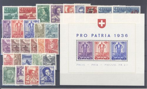 Schweiz Michel Nummer 285-309, Jahre 1935-36 **