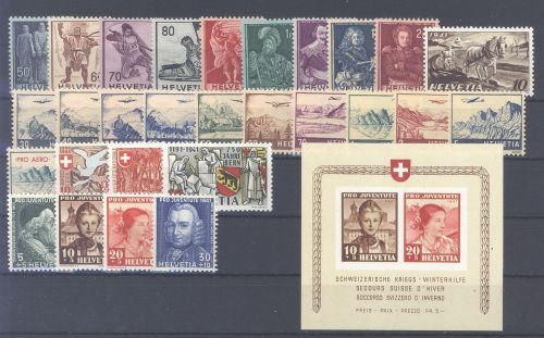 Schweiz Michel Nummer 377-404, Jahr 1941 **