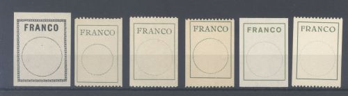 Schweiz Franco Zettel Michel Nummer I-VI, 1910-1962 **