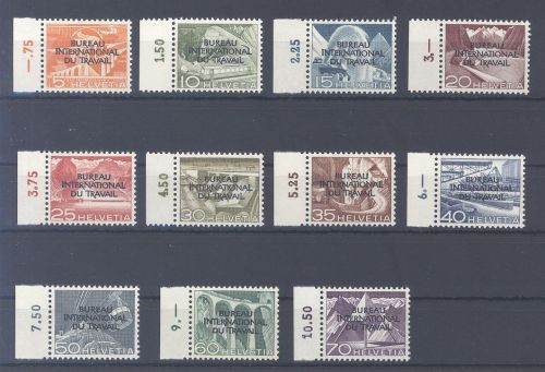 Schweiz Arbeitsamt Michel Nummer 83-93, Freimarken 1950 **