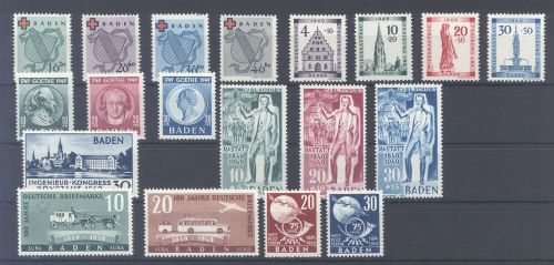 Franz. Zone Baden, ** Posten aus 1949 auf Steckkarte