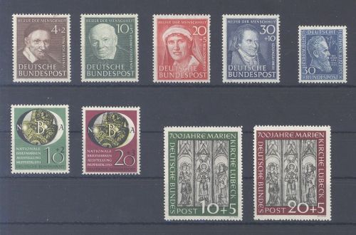 Bund Michel Nummer 139-47, Jahrgang 1951 ohne Posthorn komplett **