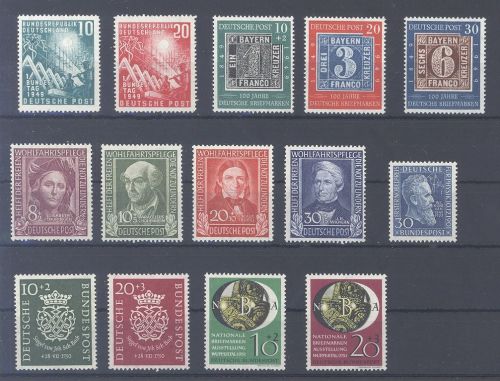 Bund, ** Posten besserer Sätze aus 1949-51 auf Steckkarte