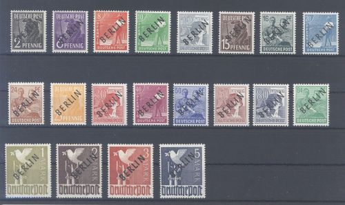 Berlin Michel Nummer 1-20, Schwarzaufdruck 1949 **