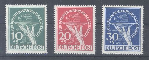 Berlin Michel Nummer 68-70, Währungsgeschädigte 1949 **
