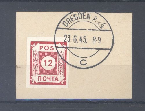 SBZ Michel Nummer 41, Poschta 1945 gestempelt auf Briefstück