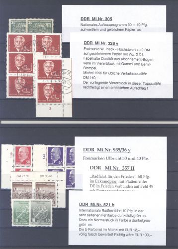 DDR, **/gestempelter Posten mit 7 Besonderheiten