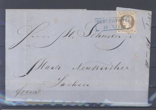 Hannover, Brief mit Michel Nummer 25, 3 Gr Freimarken 1864 als EF