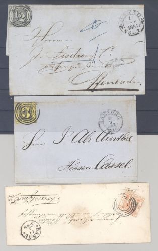Thurn & Taxis, 3 Briefe mit verschiedenen Silbergroschenfrankaturen