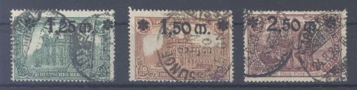 Dt. Reich Michel Nummer 116-18, Freimarken 1920 gestempelt, geprüft