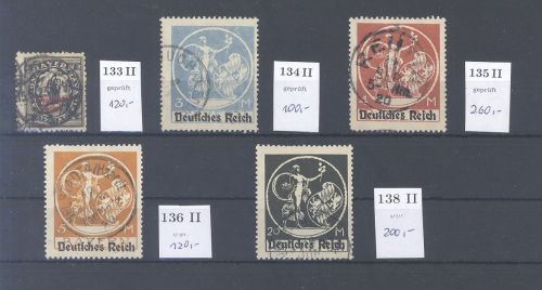 Dt. Reich Michel Nummer 134-38 II fast komplett gestempelt, gp. BPP