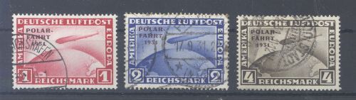 Dt. Reich Michel Nummer 456-58, Polarfahrt 1931 gestempelt