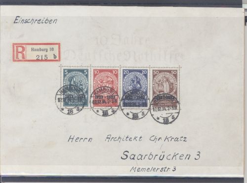 Dt. Reich Block 2, Nothilfeblock 1933 gestempelt auf Unterlage