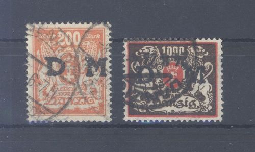 Danzig Dienst Michel Nr. 38 und 40 aus 1922 gestempelt, geprüft Infla