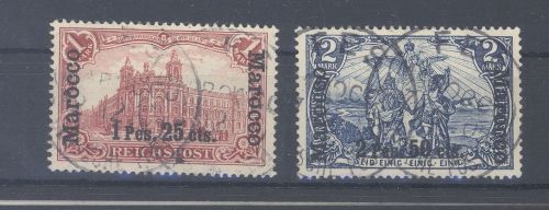 Deutsche Post Marokko Mi.Nr. 16-17 II aus Freimarken 1903 gestempelt