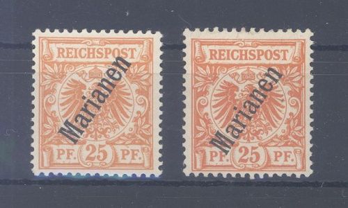 Dt. Kolonien Marianen Mi. Nr. 5 II a+b, 25 Pfg. ungebraucht *, gp. BPP