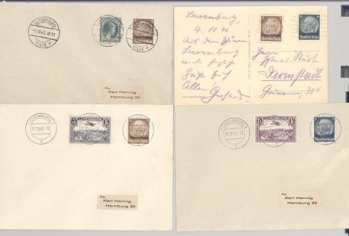 Dt. Bes. 2. WK Luxemburg, 11 verschiedene Belege als Posten