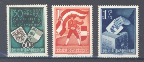 Österreich Michel Nummer 952-54, Volksabstimmung Kärnten 1950 **
