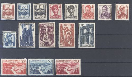 Saarland Michel Nummer 239-54 Freimarken 1948 incl. Flugpost **