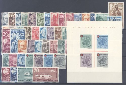 Franz. Zone Rh. Pfalz Michel Nummer 1-52 incl. Block komplett **