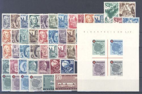 Franz. Zone Württemberg Michel Nummer 1-52 incl. Block **