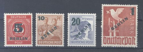 Berlin Michel Nummer 64-67 Grünaufdruck 1949 **