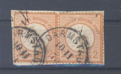 Dt. Reich Michel Nummer 15, 2 Kreuzer 1872 als gestempeltes Paar