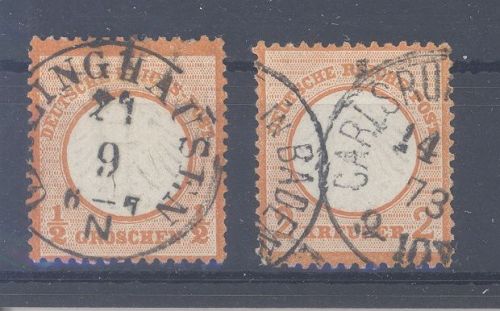 Dt. Reich Michel Nummer 14-15, Freimarken 1872 gestempelt, 15 gp.