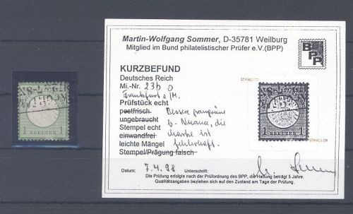 Dt. Reich Mi.Nr. 23b, 1 Kreuzer gr. Brustschild gestempelt, Befund BPP