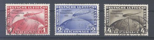 Dt. Reich Michel Nummer 496-98, Chicagofahrt 1933 gestempelt