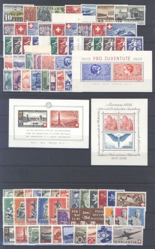 Schweiz, ** Posten aus 1937-44 auf 3 Steckkarten