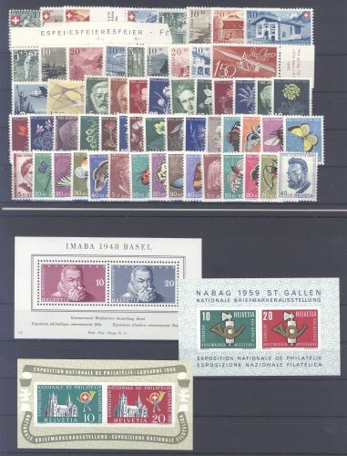 Schweiz, ** Posten aus 1945-59 auf 4 Steckkarten