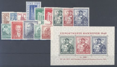 Bizone Michel Nummer 69-72 und 101-10 incl. Block 1 **