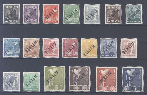 Berlin Michel Nummer 1-20, Schwarzaufdruck 1949 **