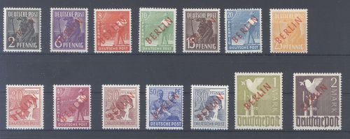 Berlin Michel Nummer 21-34 Rotaufdruck 1949 **