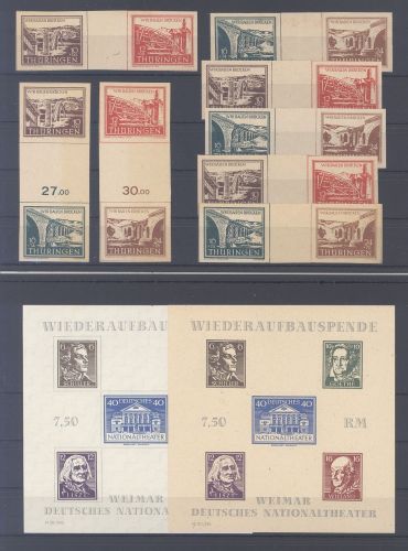 SBZ, ** Posten aus Mi.Nr. 92-115, OPD Thüringen auf 3 Steckkarten