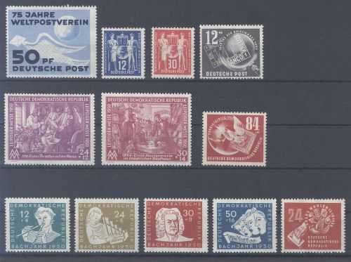 DDR, ** Posten aus den Jahrgängen 1949-50 auf Steckkarte