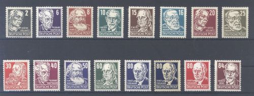 DDR Michel Nummer 327-41, Freimarken 1952-53 **