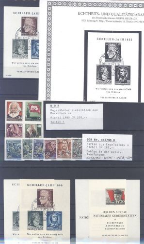 DDR, **/gestempelter Posten mit 10 Besonderheiten