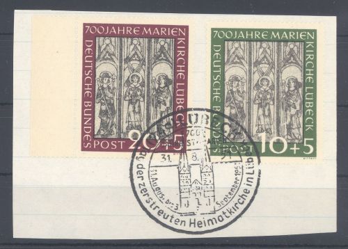 Bund Michel Nummer 139-40, Marienkirche 1951 SST auf Unterlage