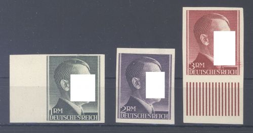 Dt. Reich Michel Nummer 799-801 U, 1-3 Hitler ungezähnt **, gp. BPP