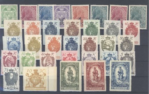 Liechtenstein, Michel Nummer 10-42 aus 1918-20 **