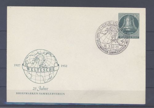 Berlin, Sonder GA mit 10 Pfg. Glocke mit SST 1952