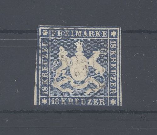 Württemberg Michel Nummer 15 I, 18 Kreuzer 1859 gestempelt