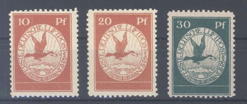 Dt. Reich Michel Nummer I-III, Flugpost 1912 **/*
