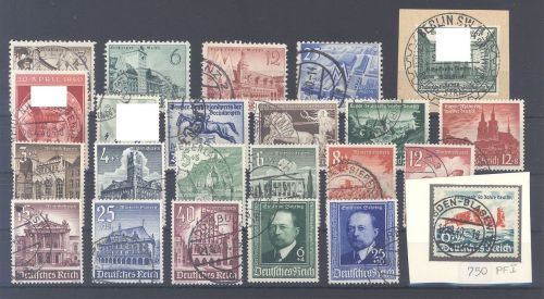 Dt. Reich Michel Nummer 739-61, Jahrgang 1940 mit 750 I gestempelt