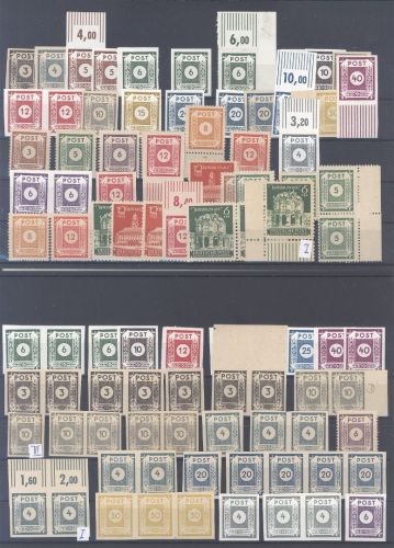 SBZ, ** Posten mit vielen geprüften Werten auf 2 Steckkarten