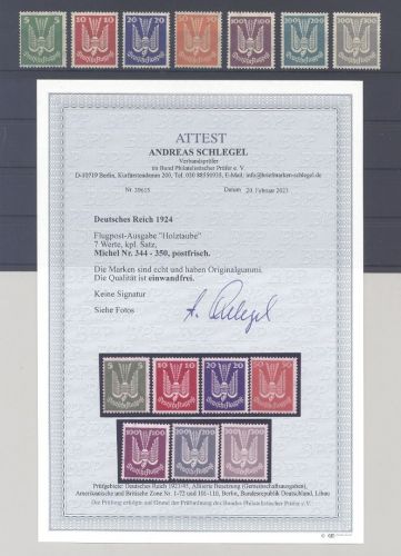 Dt. Reich Michel Nummer 344-50, Flugpost 1924 **, FA BPP